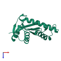 PDB entry 1vsk coloured by chain, top view.