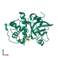PDB entry 1vsn coloured by chain, front view.