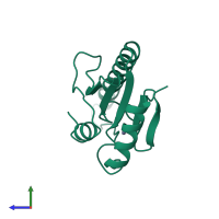 PDB entry 1vsr coloured by chain, side view.
