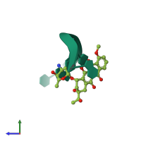 PDB entry 1vth coloured by chain, side view.