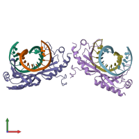 PDB entry 1vto coloured by chain, front view.