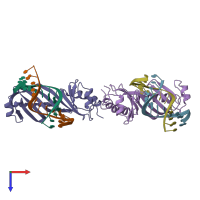 PDB entry 1vto coloured by chain, top view.