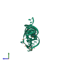 PDB entry 1vtq coloured by chain, side view.