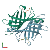 PDB entry 1vwa coloured by chain, front view.