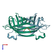 PDB entry 1vwa coloured by chain, top view.