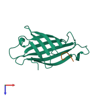 PDB entry 1vwb coloured by chain, top view.