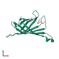 PDB entry 1vwd coloured by chain, front view.