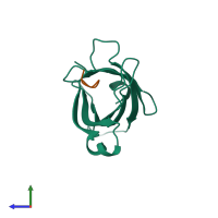 PDB entry 1vwd coloured by chain, side view.