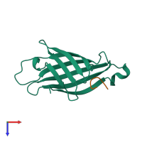 PDB entry 1vwd coloured by chain, top view.