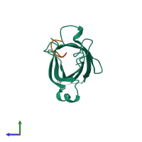 PDB entry 1vwg coloured by chain, side view.