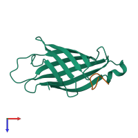 PDB entry 1vwg coloured by chain, top view.
