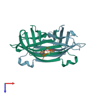 PDB entry 1vwj coloured by chain, top view.