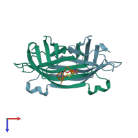 PDB entry 1vwk coloured by chain, top view.