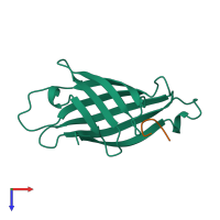 PDB entry 1vwm coloured by chain, top view.