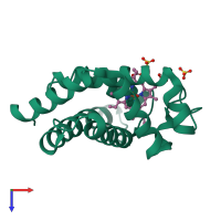PDB entry 1vxb coloured by chain, top view.
