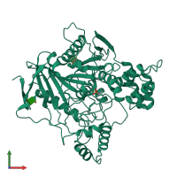 PDB entry 1vxo coloured by chain, front view.