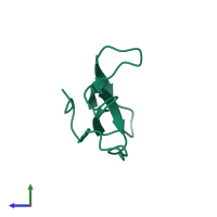 PDB entry 1vyc coloured by chain, side view.