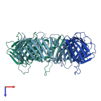 PDB entry 1vym coloured by chain, top view.