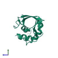 Monomeric assembly 1 of PDB entry 1vyn coloured by chemically distinct molecules, side view.