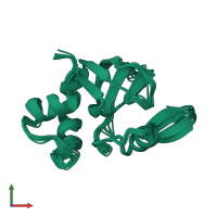 PDB entry 1vyn coloured by chain, ensemble of 10 models, front view.