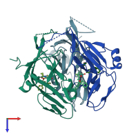 PDB entry 1vyq coloured by chain, top view.