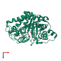 PDB entry 1vyr coloured by chain, top view.