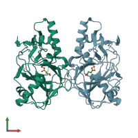 PDB entry 1vz4 coloured by chain, front view.