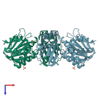 PDB entry 1vz6 coloured by chain, top view.