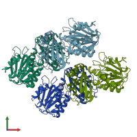PDB entry 1vz7 coloured by chain, front view.