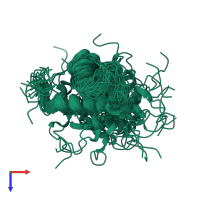 PDB entry 1vzs coloured by chain, ensemble of 34 models, top view.