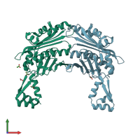 PDB entry 1vzy coloured by chain, front view.