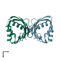PDB entry 1w00 coloured by chain, top view.