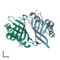 PDB entry 1w01 coloured by chain, front view.