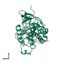 PDB entry 1w03 coloured by chain, side view.