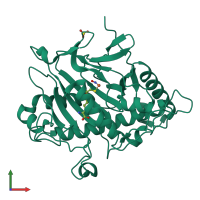 PDB entry 1w04 coloured by chain, front view.