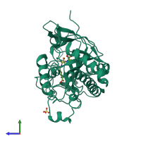 PDB entry 1w05 coloured by chain, side view.