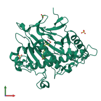 PDB entry 1w06 coloured by chain, front view.