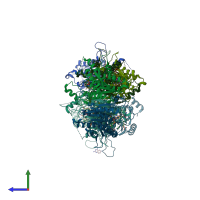 PDB entry 1w0c coloured by chain, side view.