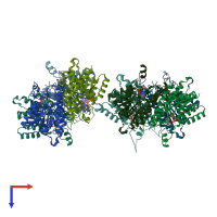 PDB entry 1w0c coloured by chain, top view.