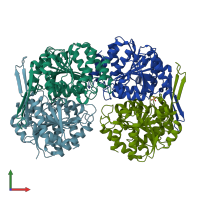 PDB entry 1w0d coloured by chain, front view.