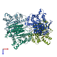 PDB entry 1w0d coloured by chain, top view.