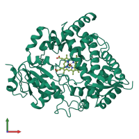 PDB entry 1w0e coloured by chain, front view.