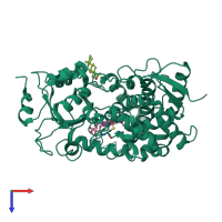 PDB entry 1w0f coloured by chain, top view.