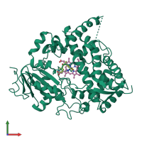 PDB entry 1w0g coloured by chain, front view.