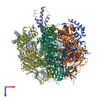 PDB entry 1w0k coloured by chain, top view.