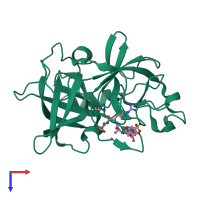 PDB entry 1w14 coloured by chain, top view.