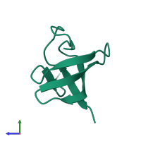 Monomeric assembly 1 of PDB entry 1w1f coloured by chemically distinct molecules, side view.
