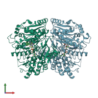 PDB entry 1w1j coloured by chain, front view.