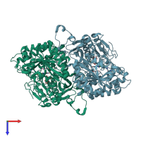PDB entry 1w1j coloured by chain, top view.