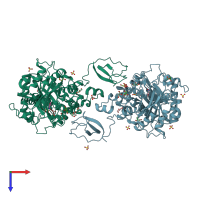 PDB entry 1w1p coloured by chain, top view.